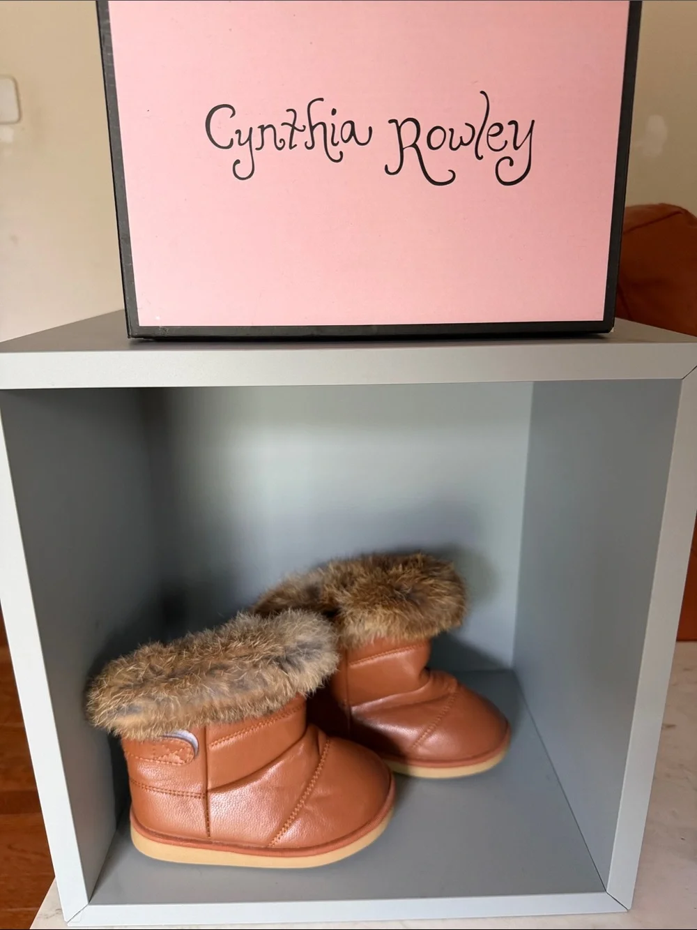 Cynthia Rowley Brown Faux Fur Cuff Ankle Boots